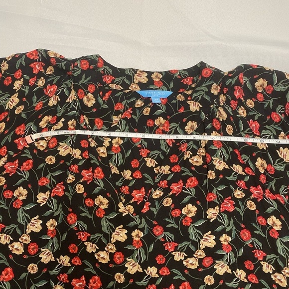 Draper James Dress Womens 2X Black Floral Long Sleeve Belted Sheath Boho - Picture 8 of 12